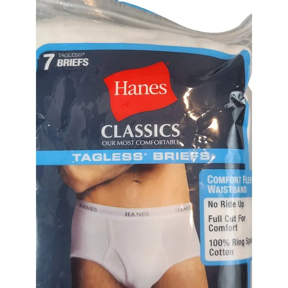 Hanes‎ Classics Tagless Briefs 6-Pack White 100% Cotton Comfort Flex Men’s Large